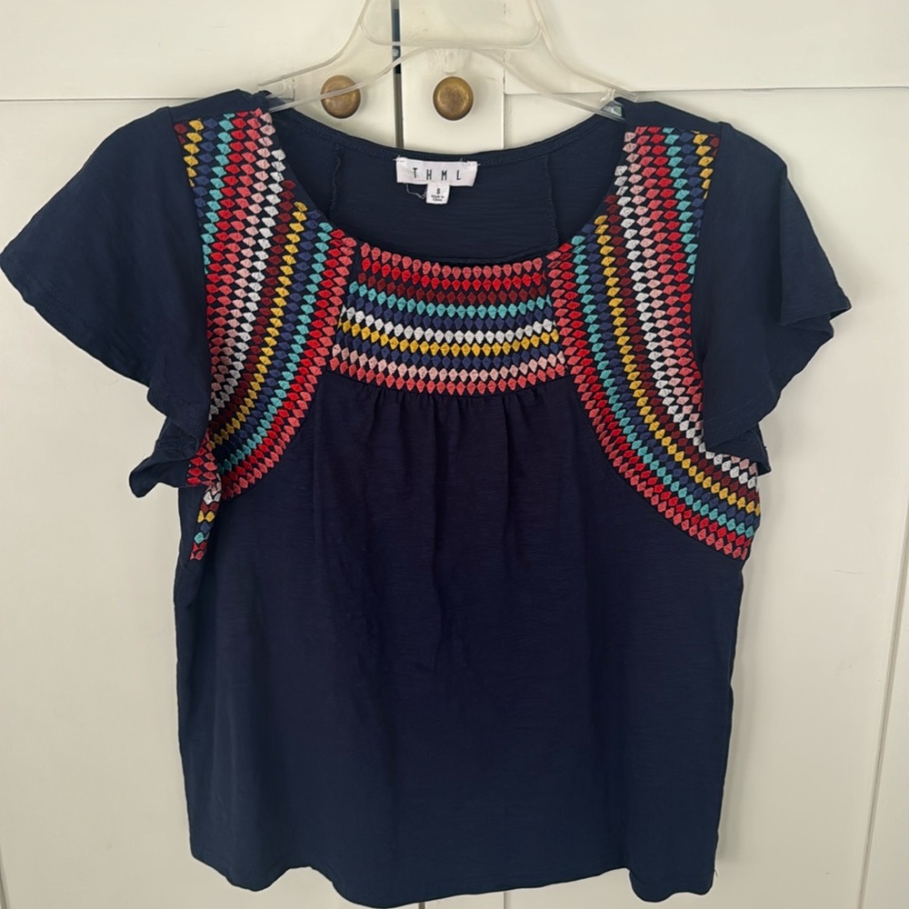 THML SZ S Women’s Embroidered Cotton Top/Blouse